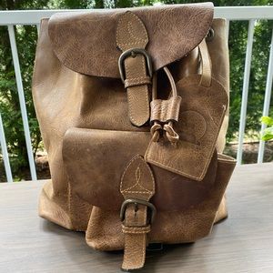 Beautiful vintage style Caribou leather backpack